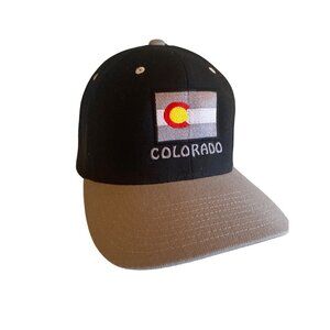 Colorado Flag Snapback Cap By The Classics Yupoong Black & Grey Adjustable